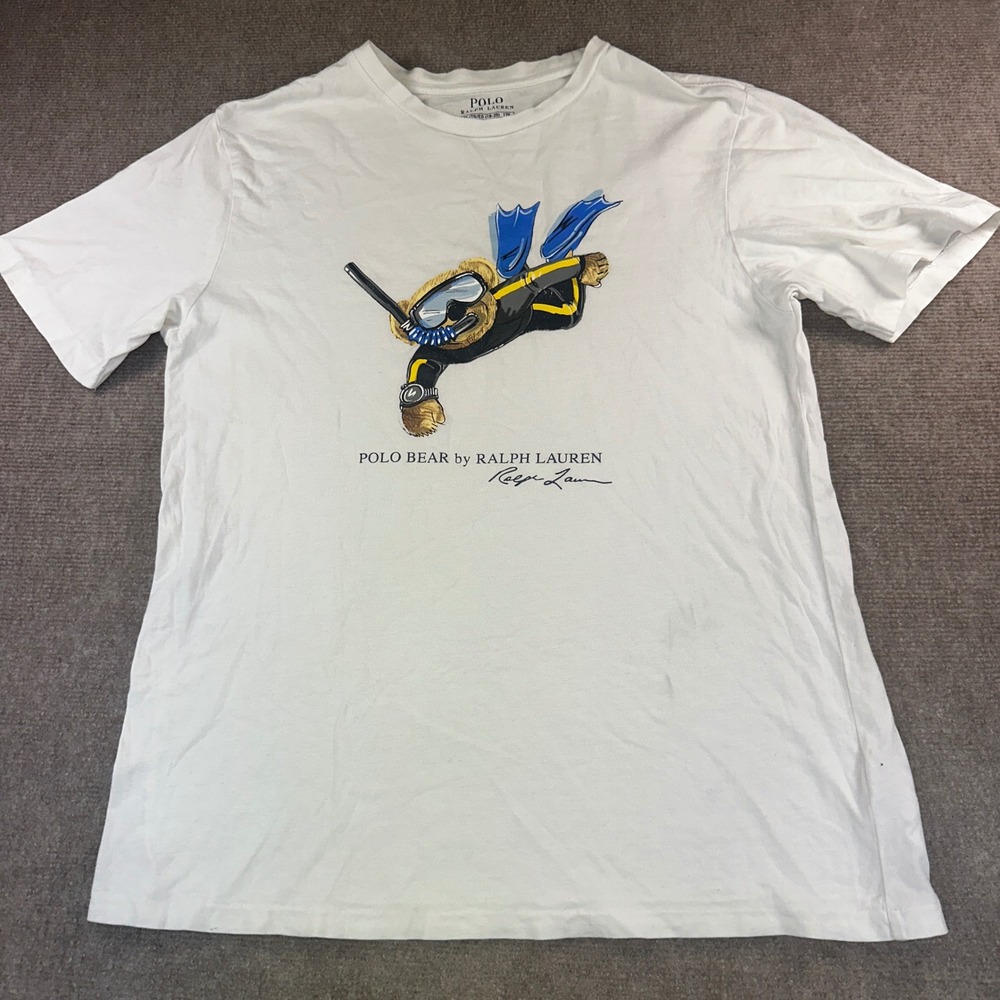 Polo Ralph Lauren Polo Bear Scuba Diving Graphic T-Shirt White Boys XL 18-20